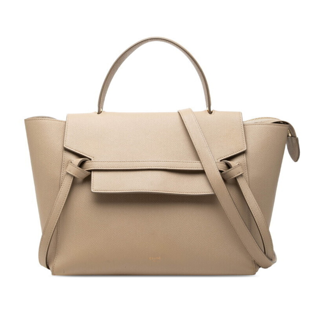Celine Belt Bag Handbag Shoulder Beige Cream Leather
